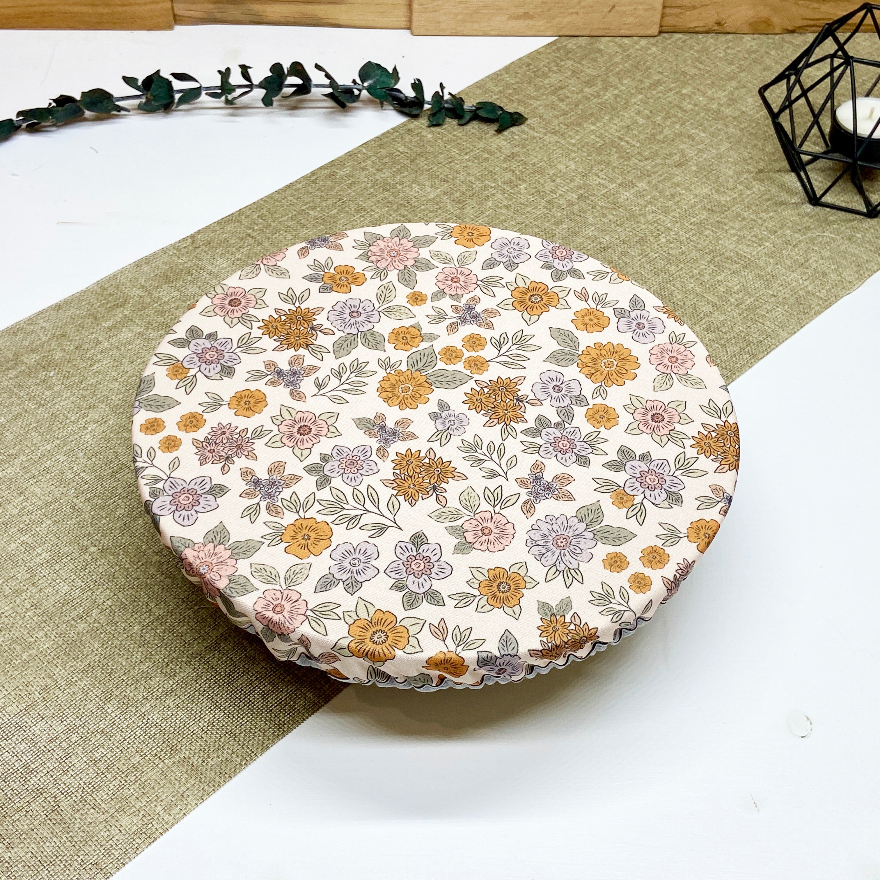 Couvre-plat réutilisable taille moyenne motif Fleur d'automne pour contenants de 20 à 25 cm