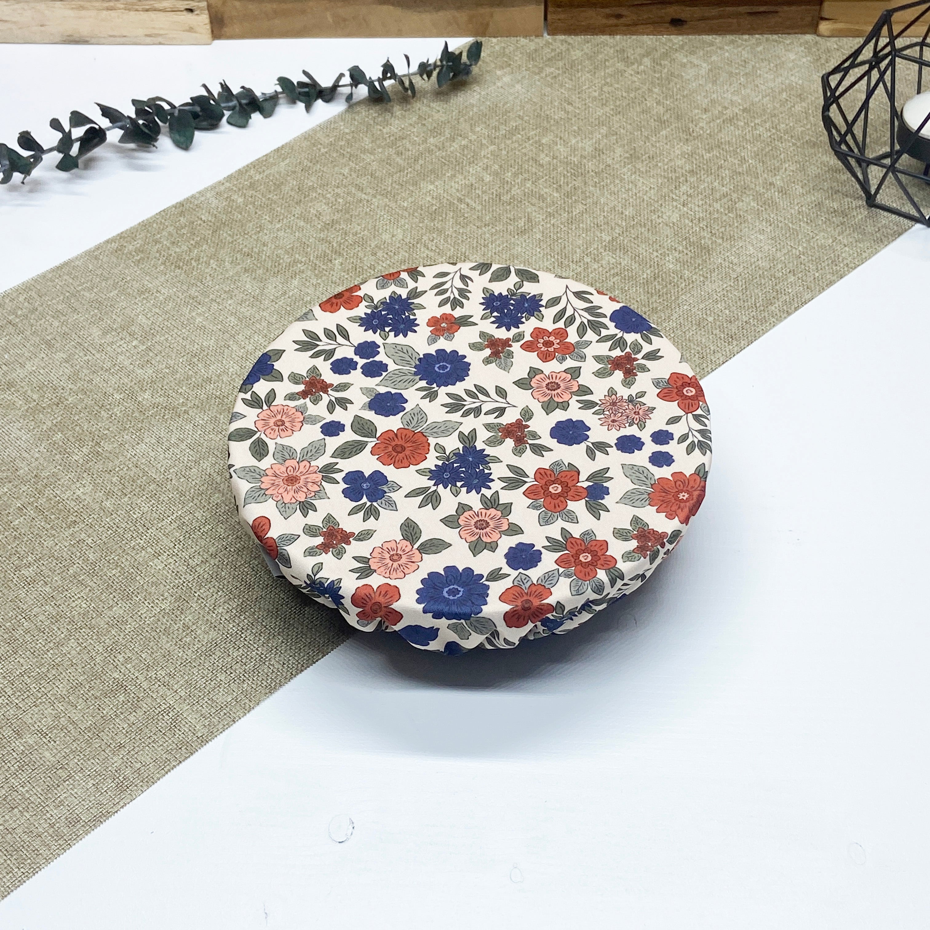 Couvre-plat réutilisable taille moyenne motif Floral pour contenants de 20 à 25 cm