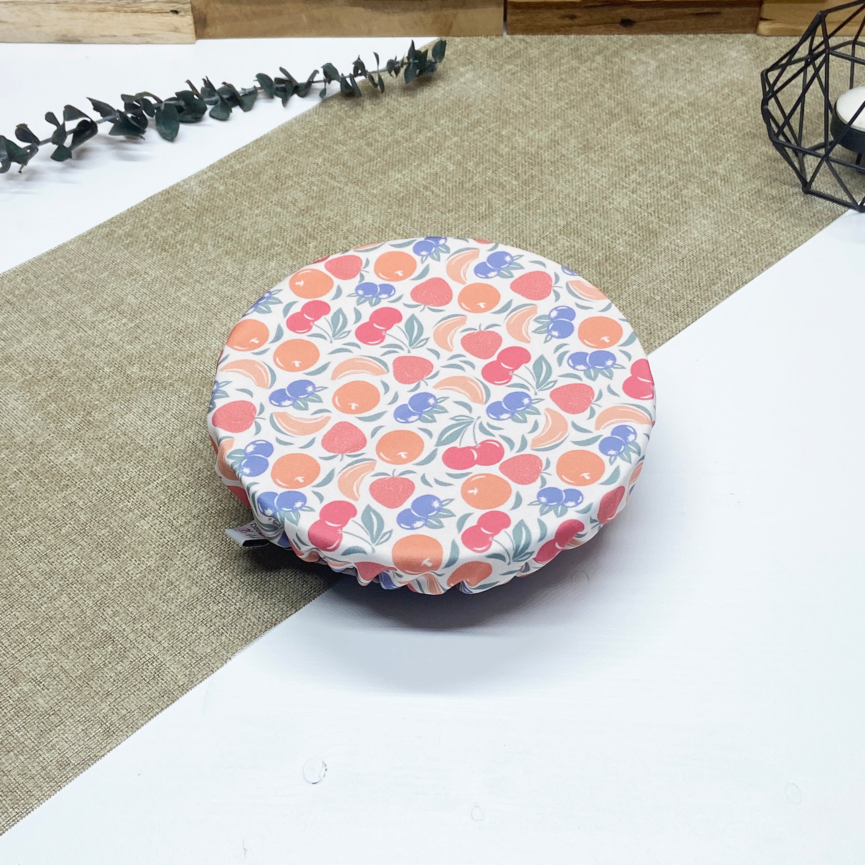 Couvre-plat réutilisable taille moyenne motif Fruits pour contenants de 20 à 25 cm
