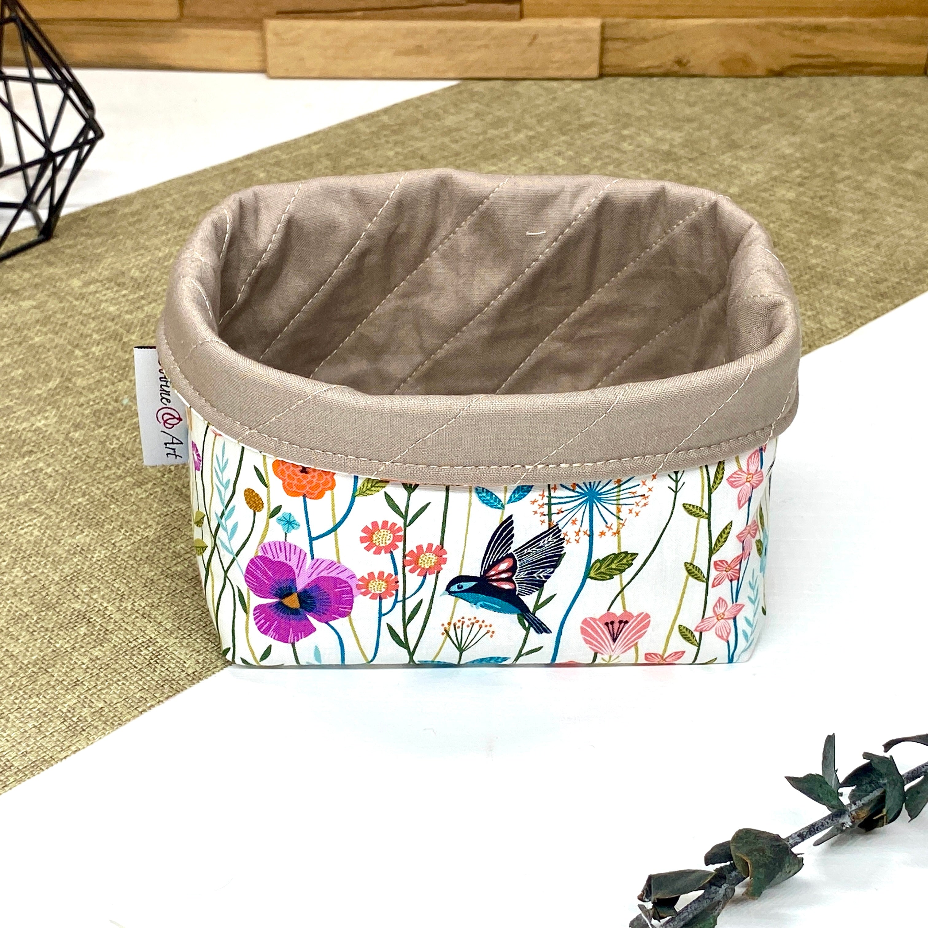 Panière de rangement en tissu décoratif - Oiseau