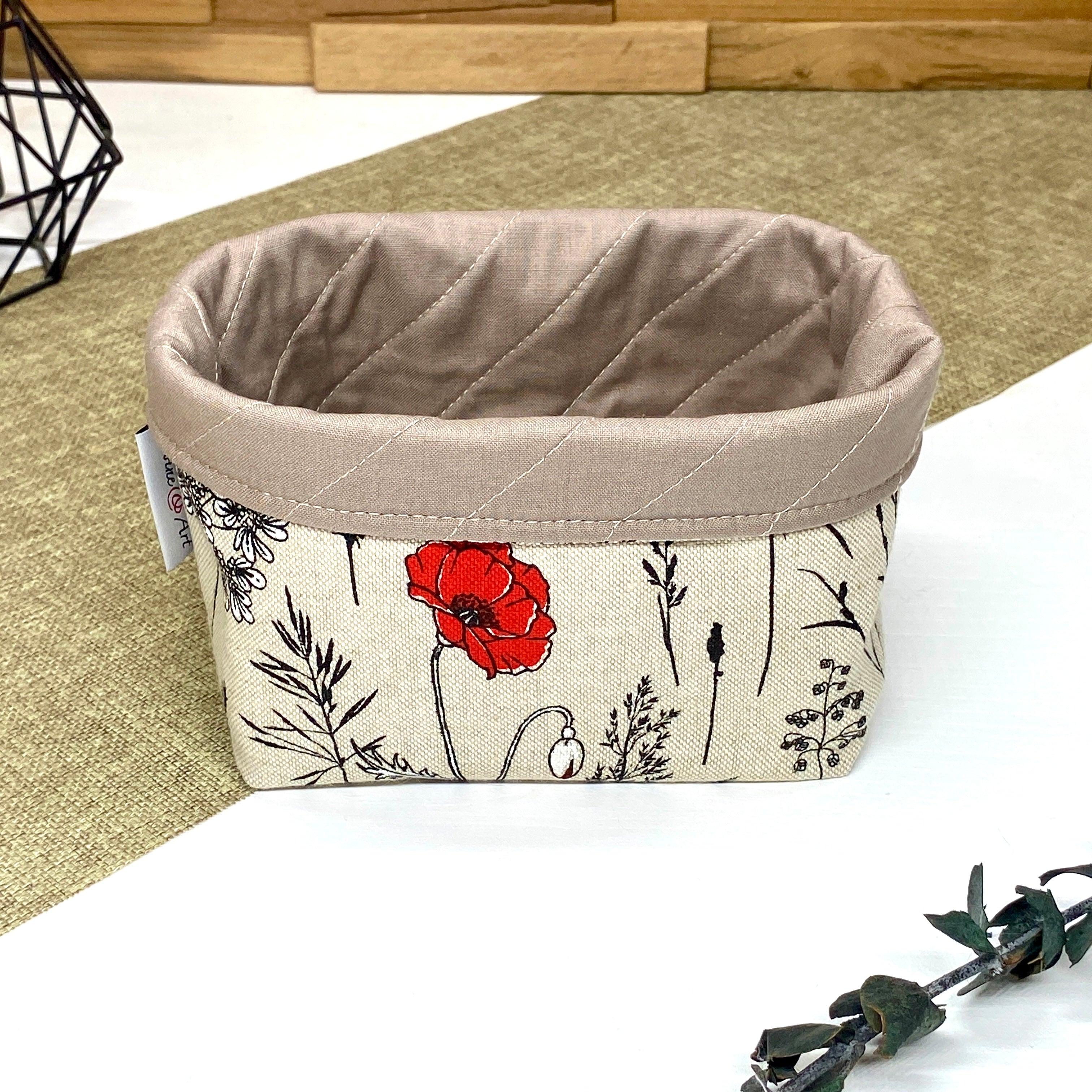 Panière de rangement en tissu décoratif - Coquelicot