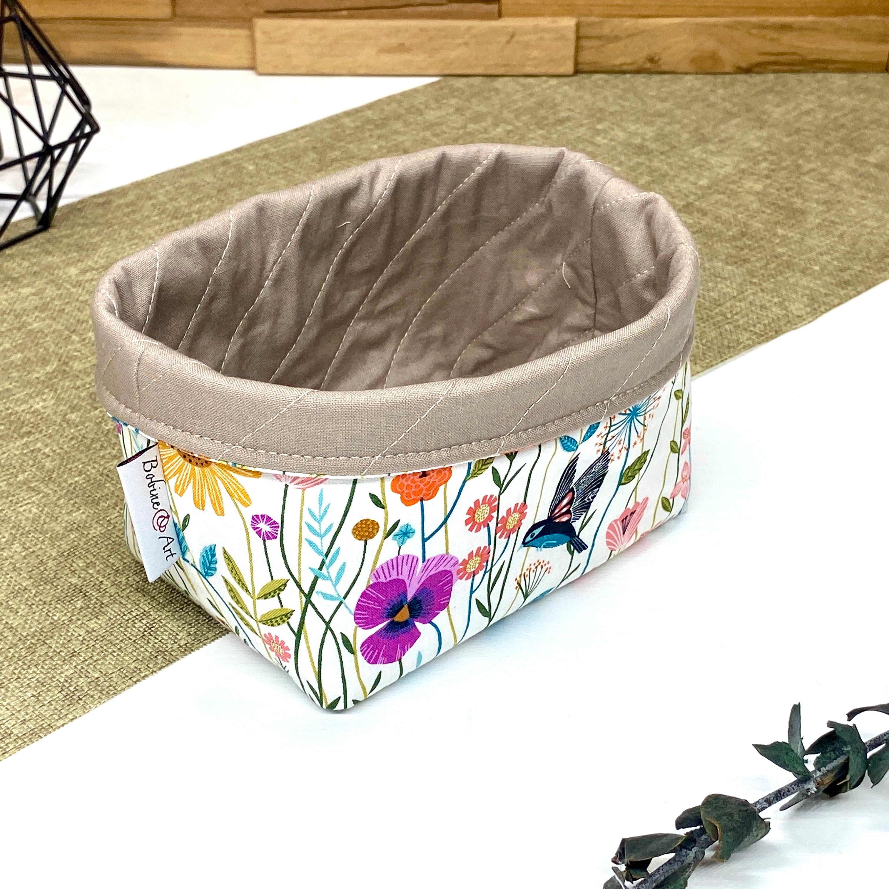 Panière de rangement en tissu décoratif - Oiseau