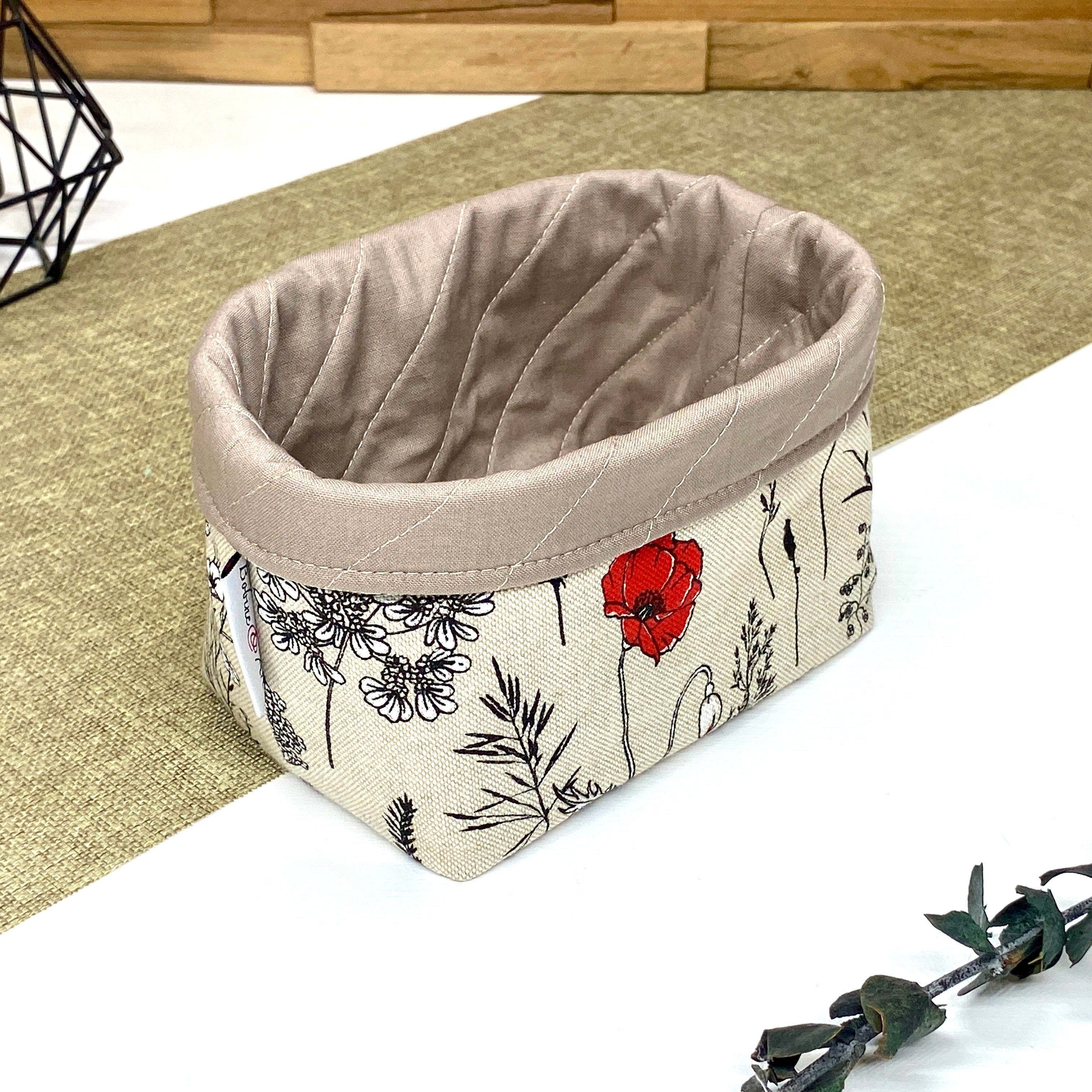 Panière de rangement en tissu décoratif - Coquelicot