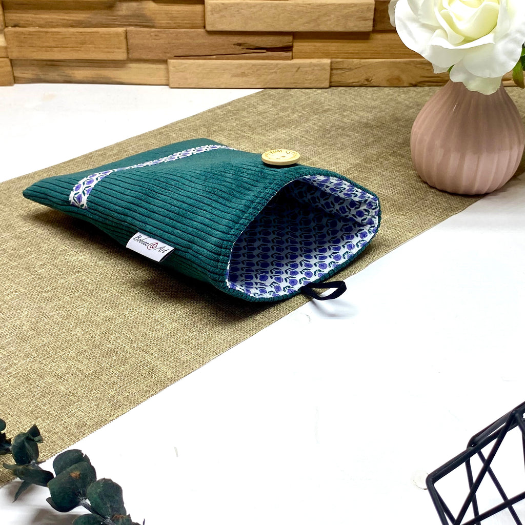 Pochette à livre de poche - Velours vert