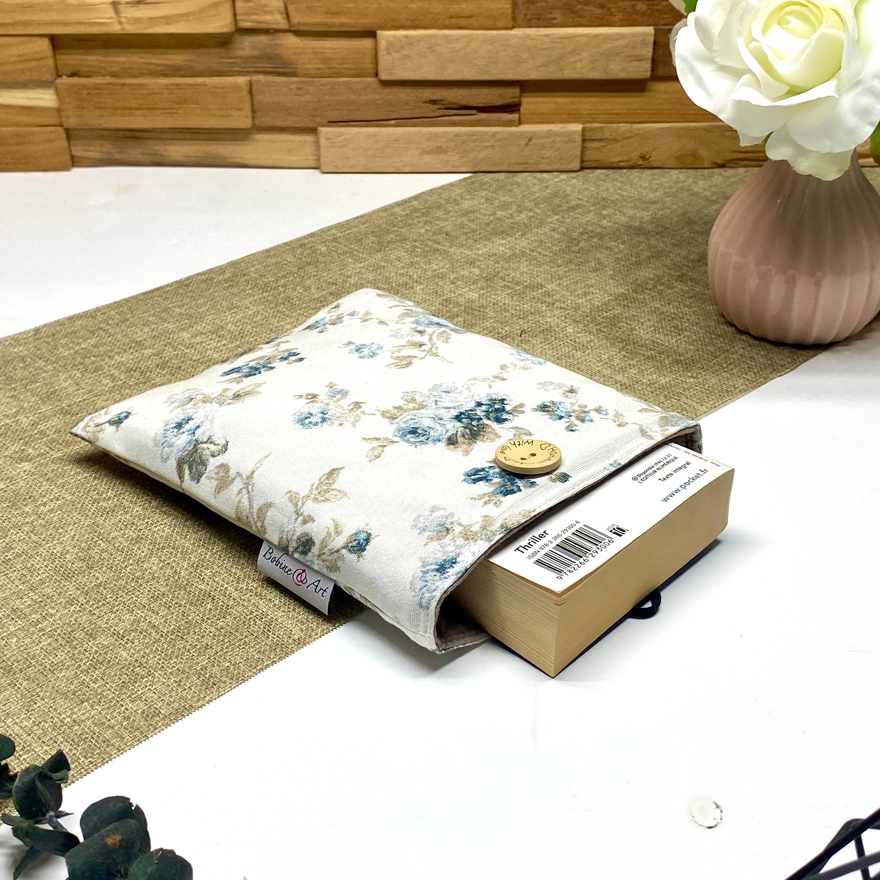 Pochette à livre de poche - Fleur bleue