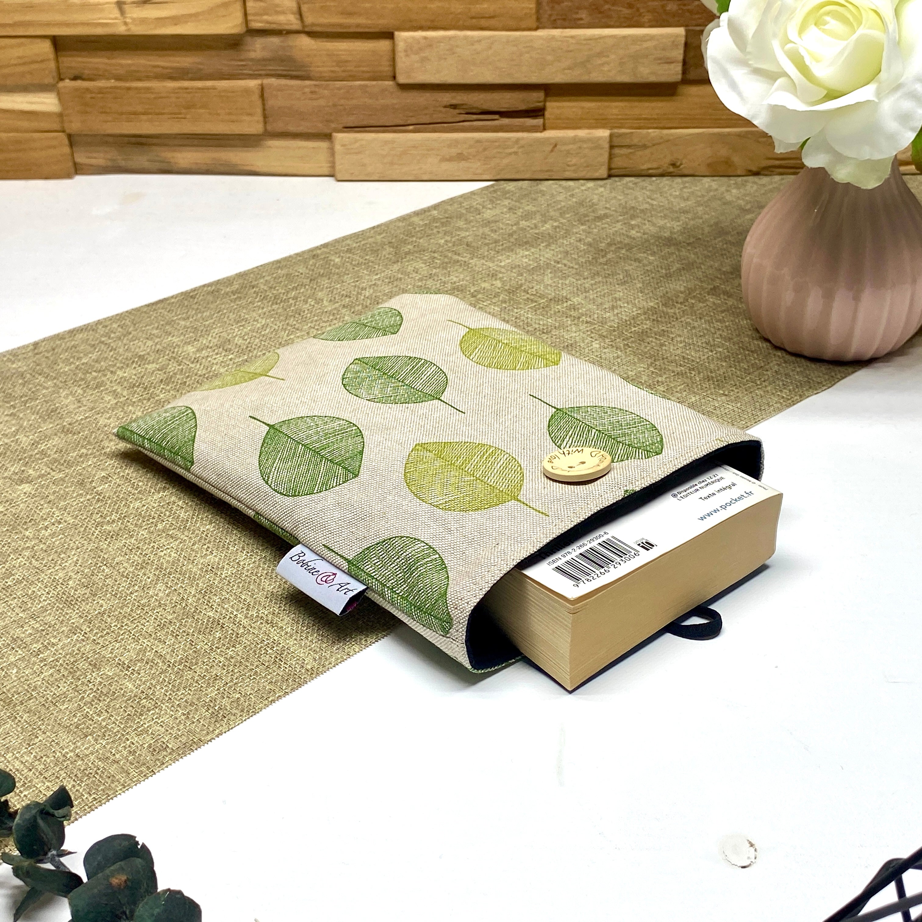 Pochette à livre de poche - Feuille verte