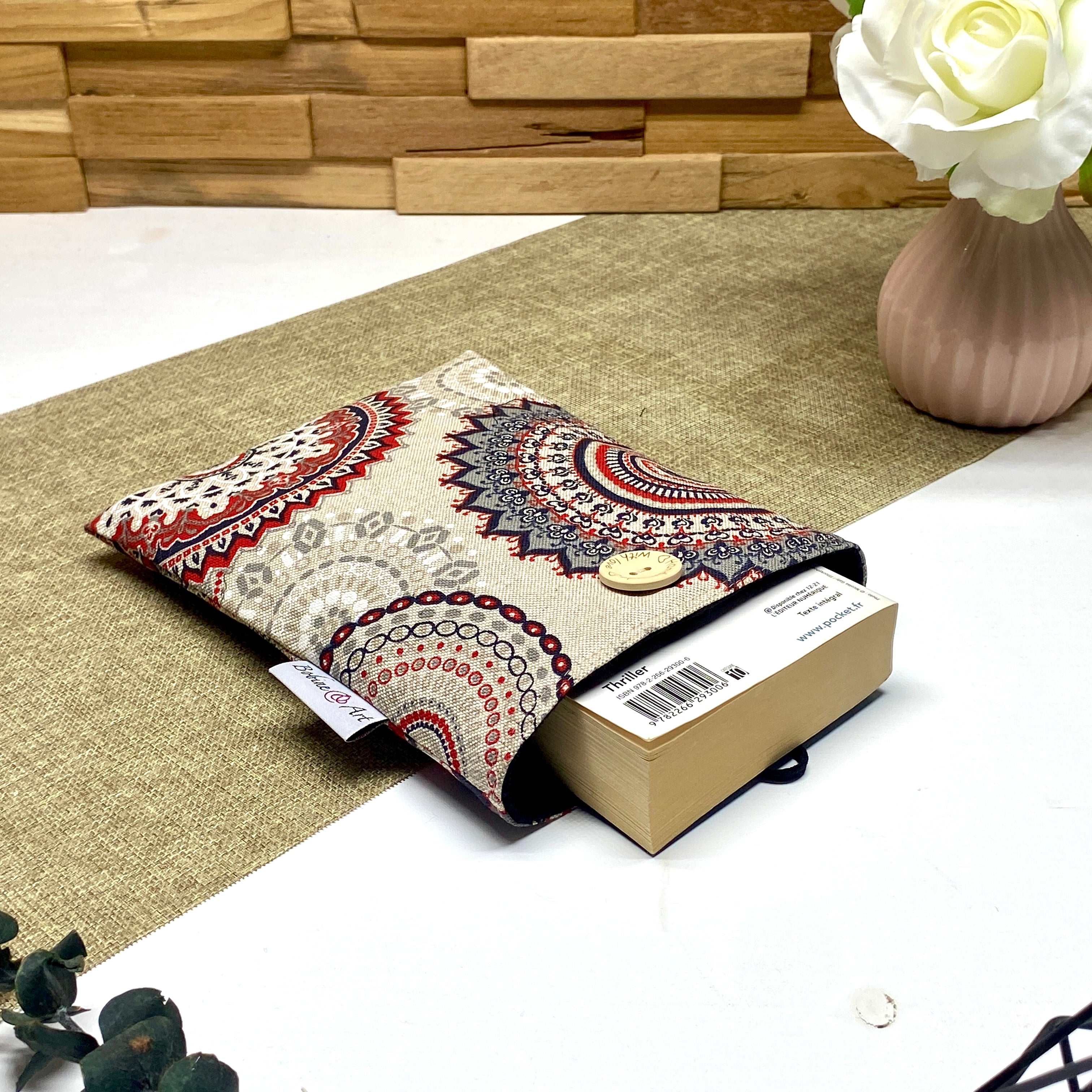 Pochette à livre de poche - Mandala rouge
