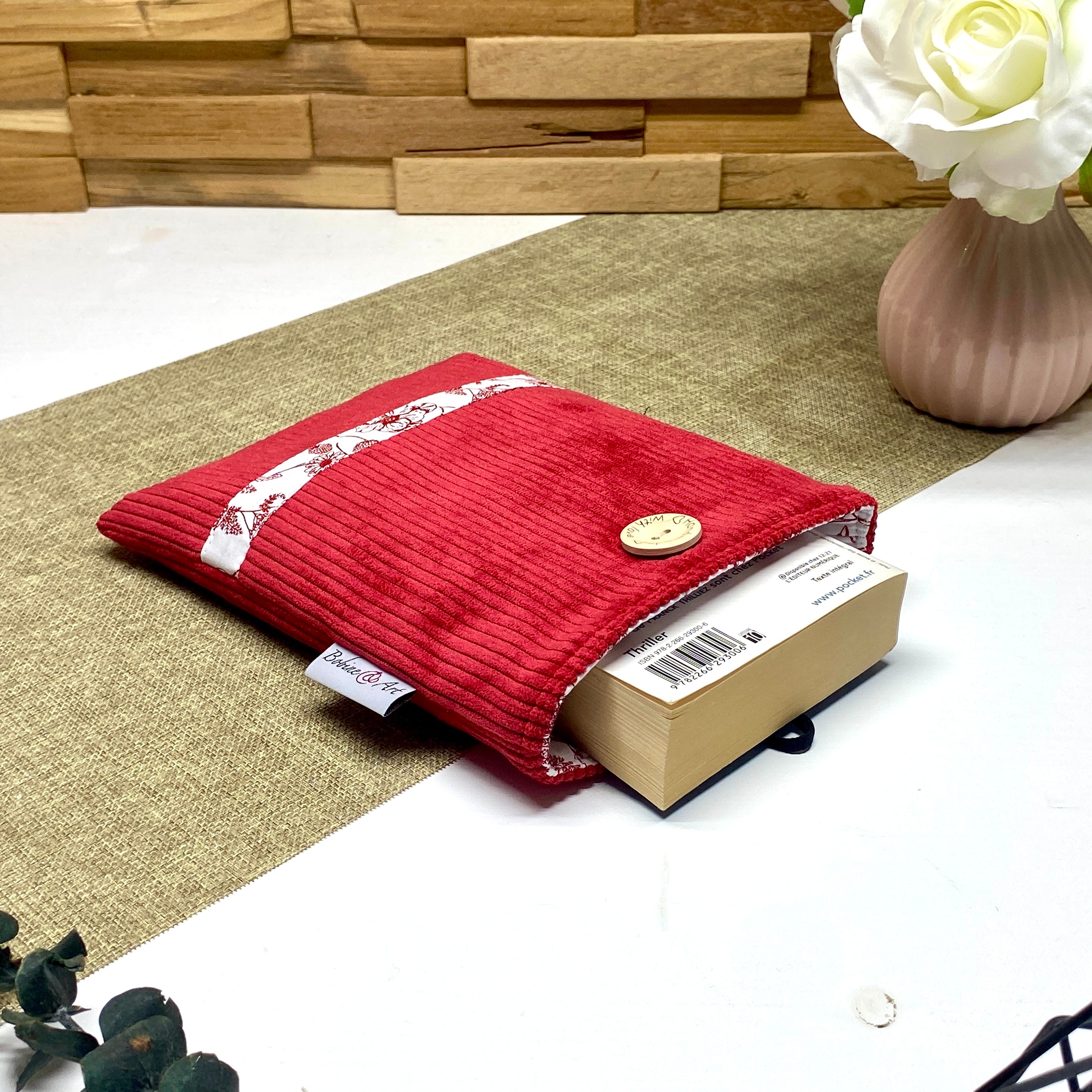 Pochette à livre de poche - Velours rouge