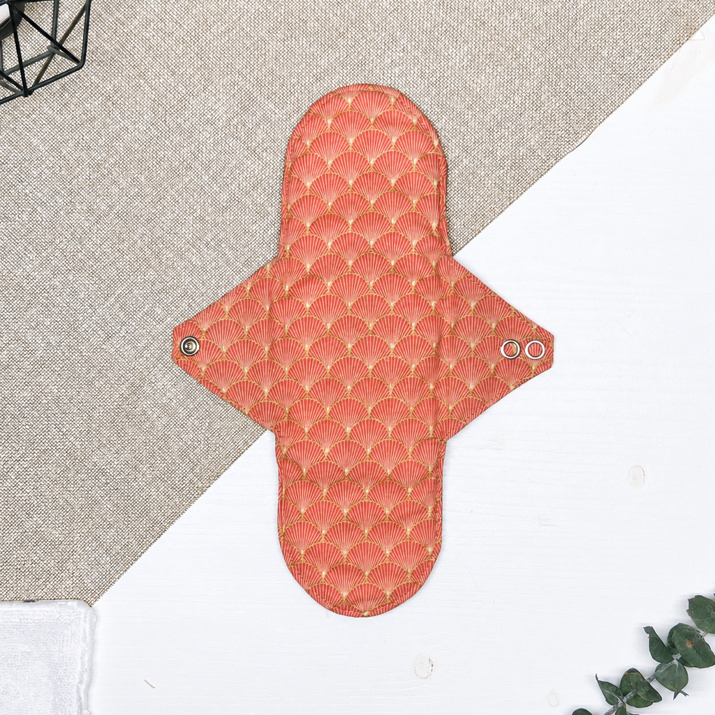 Serviette hygiénique lavable réutilisable en tissu - Paon Orange