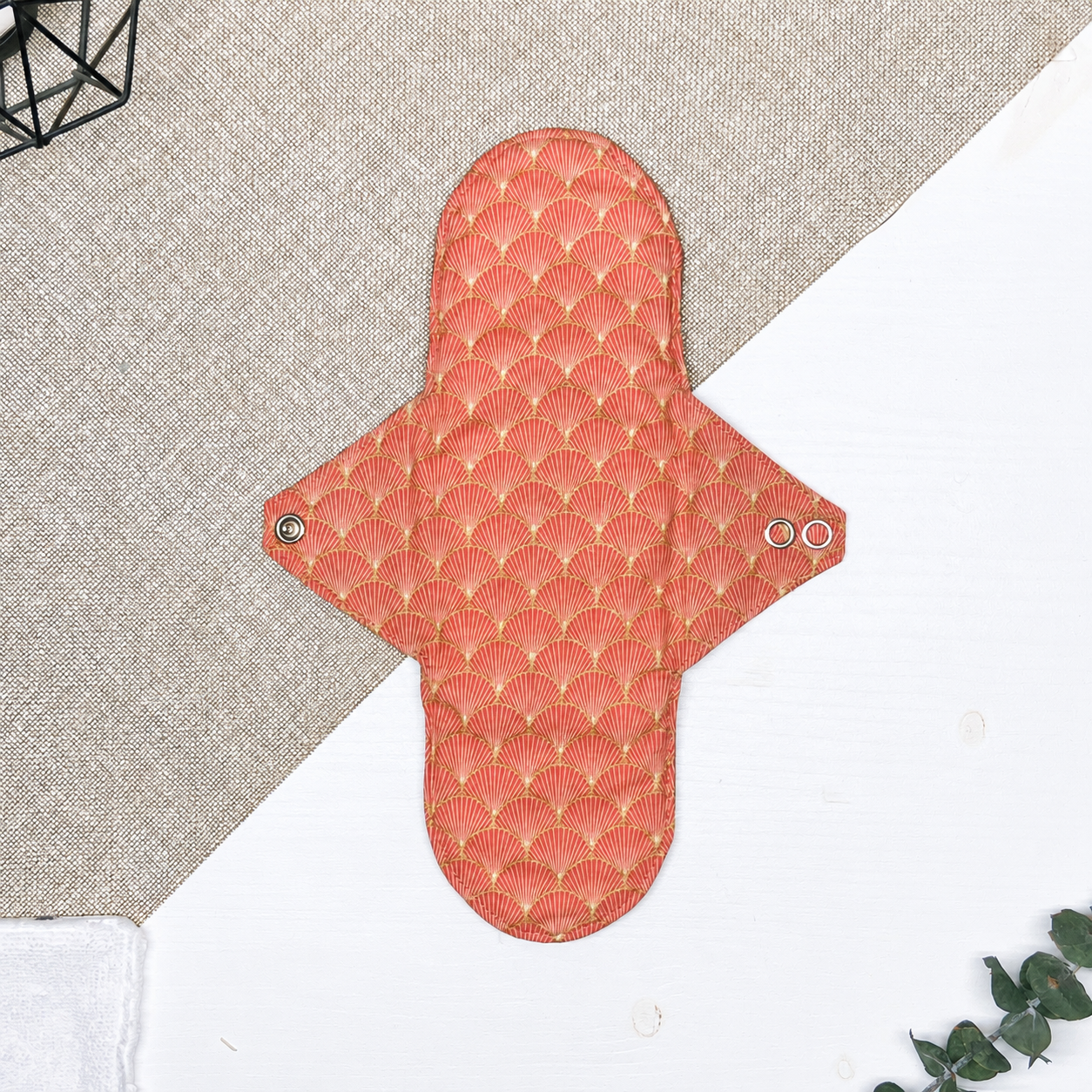 Serviette hygiénique lavable réutilisable en tissu - Paon Orange