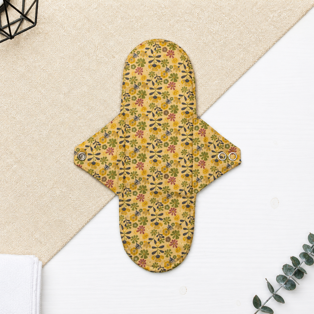 Serviette hygiénique lavable réutilisable en tissu - Jaune