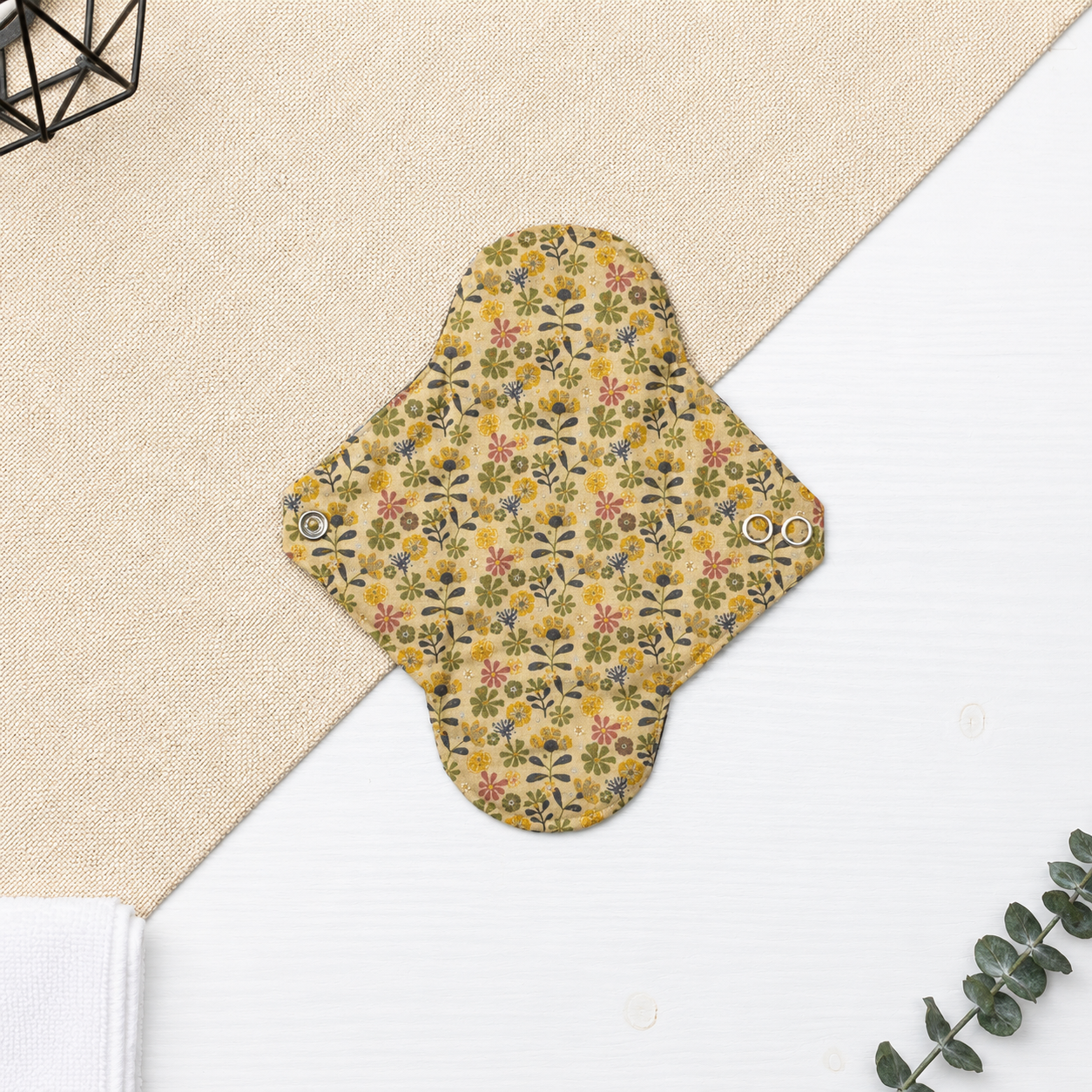 Serviette hygiénique lavable réutilisable en tissu - Jaune