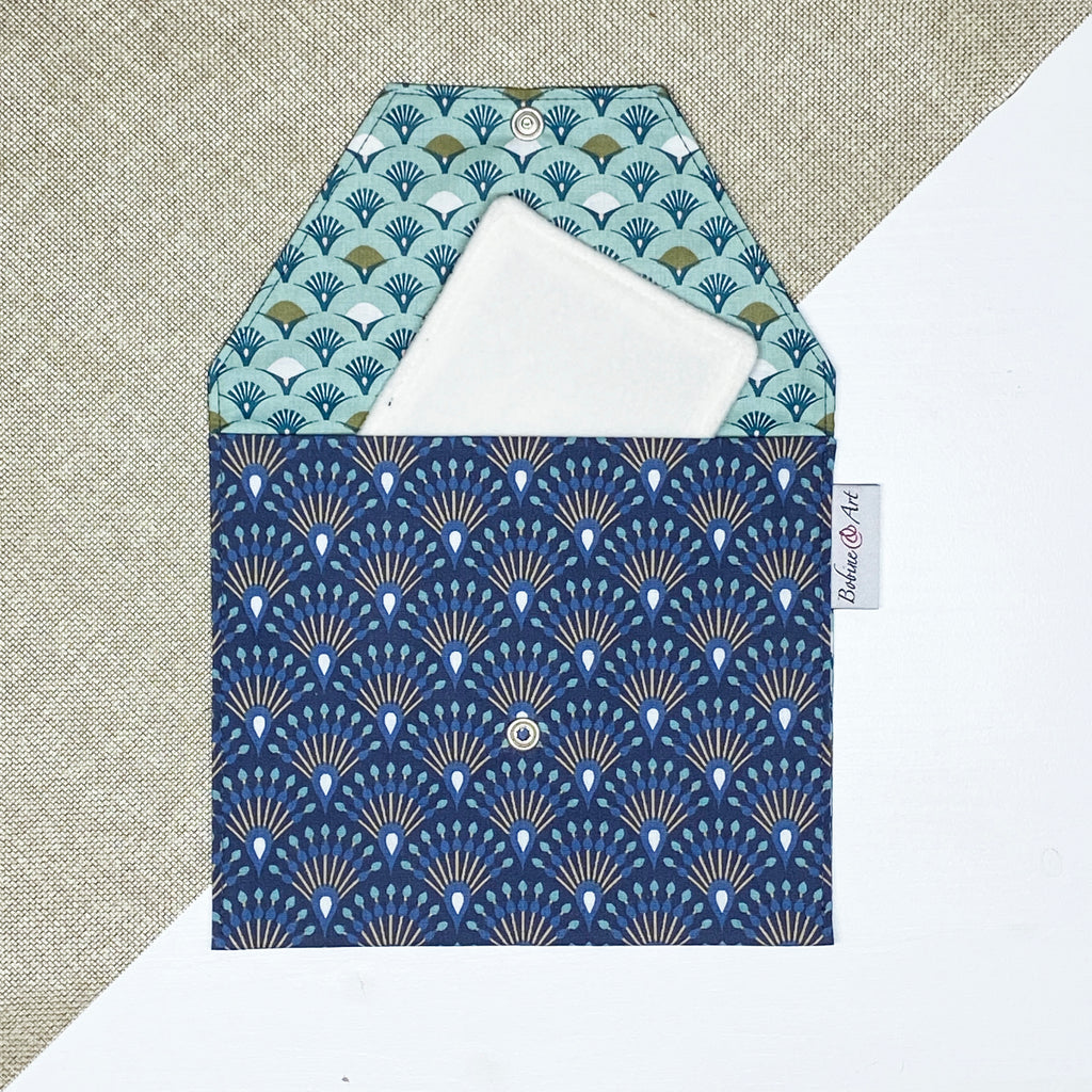 Pochette à lingette - Paon bleu