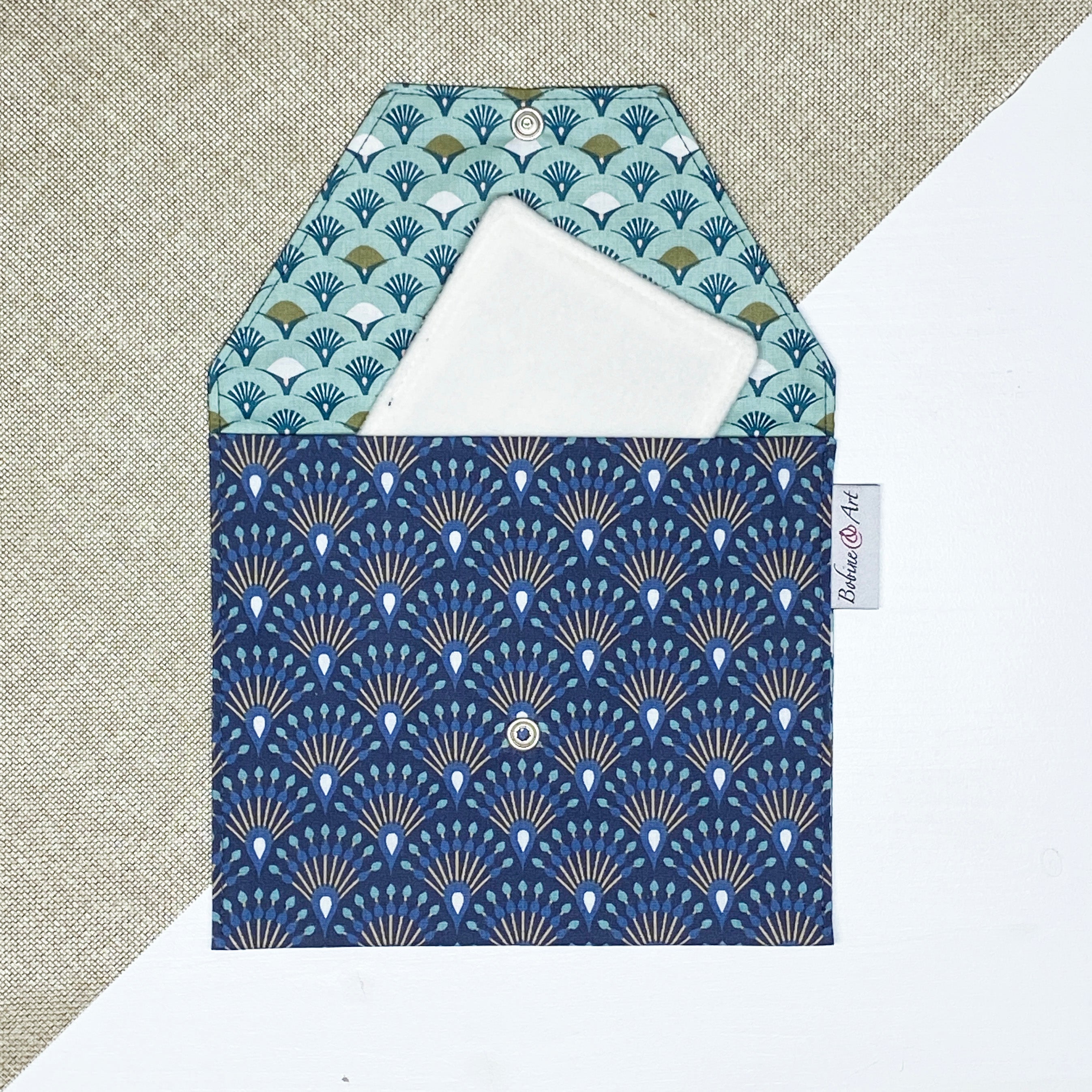 Pochette à lingette - Paon bleu