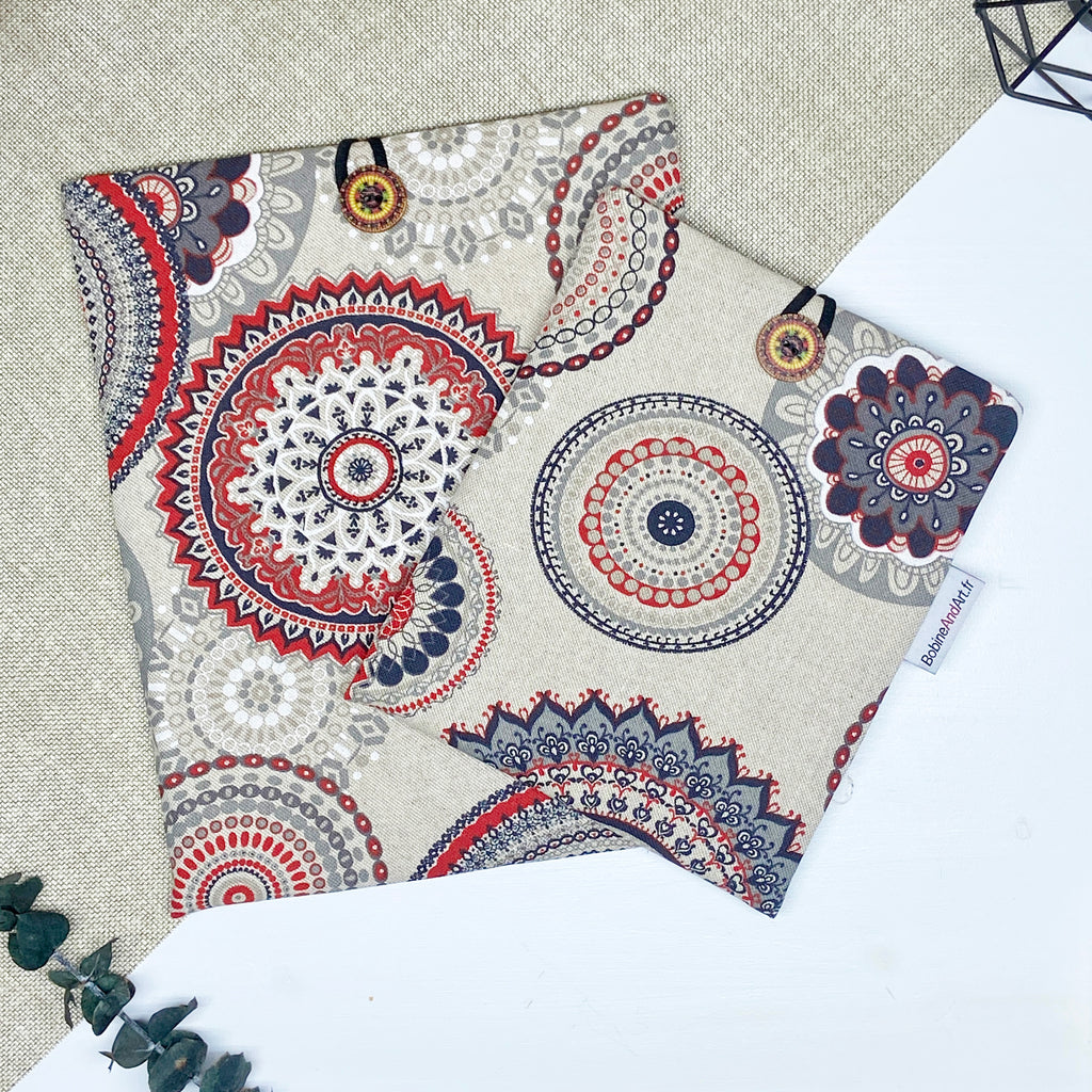 Pochette à livre - Mandala rouge