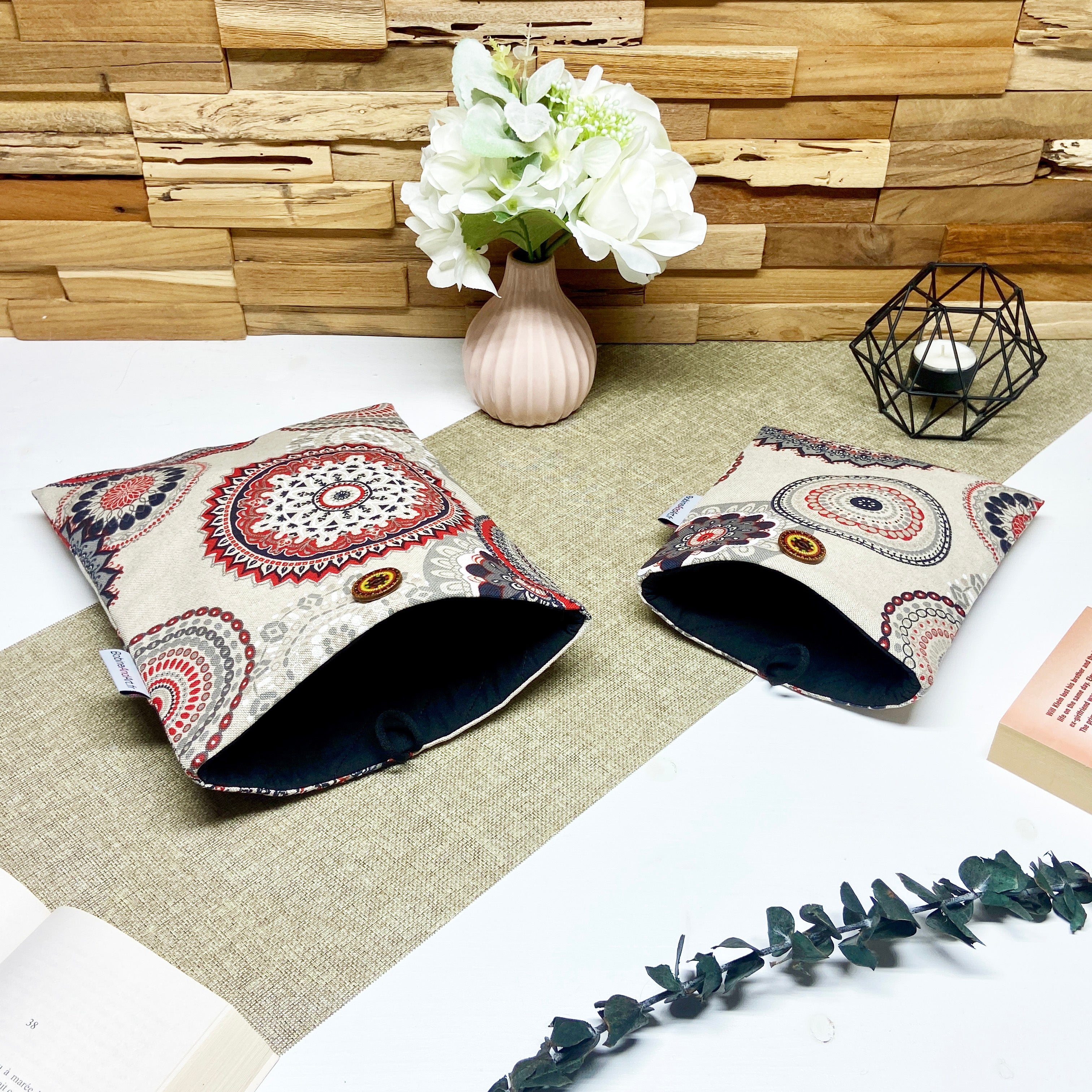 Pochette à livre - Mandala rouge