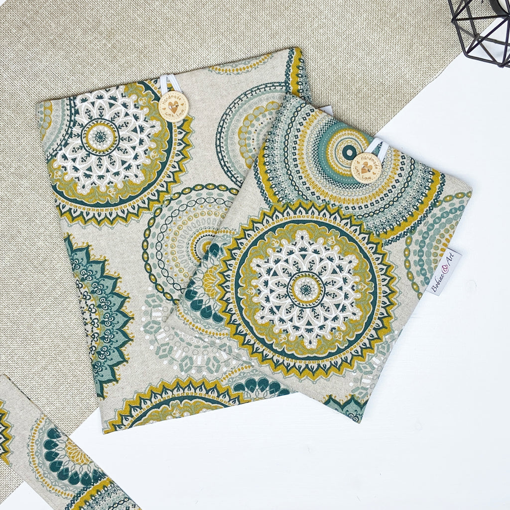 Pochette à livre - Mandala vert