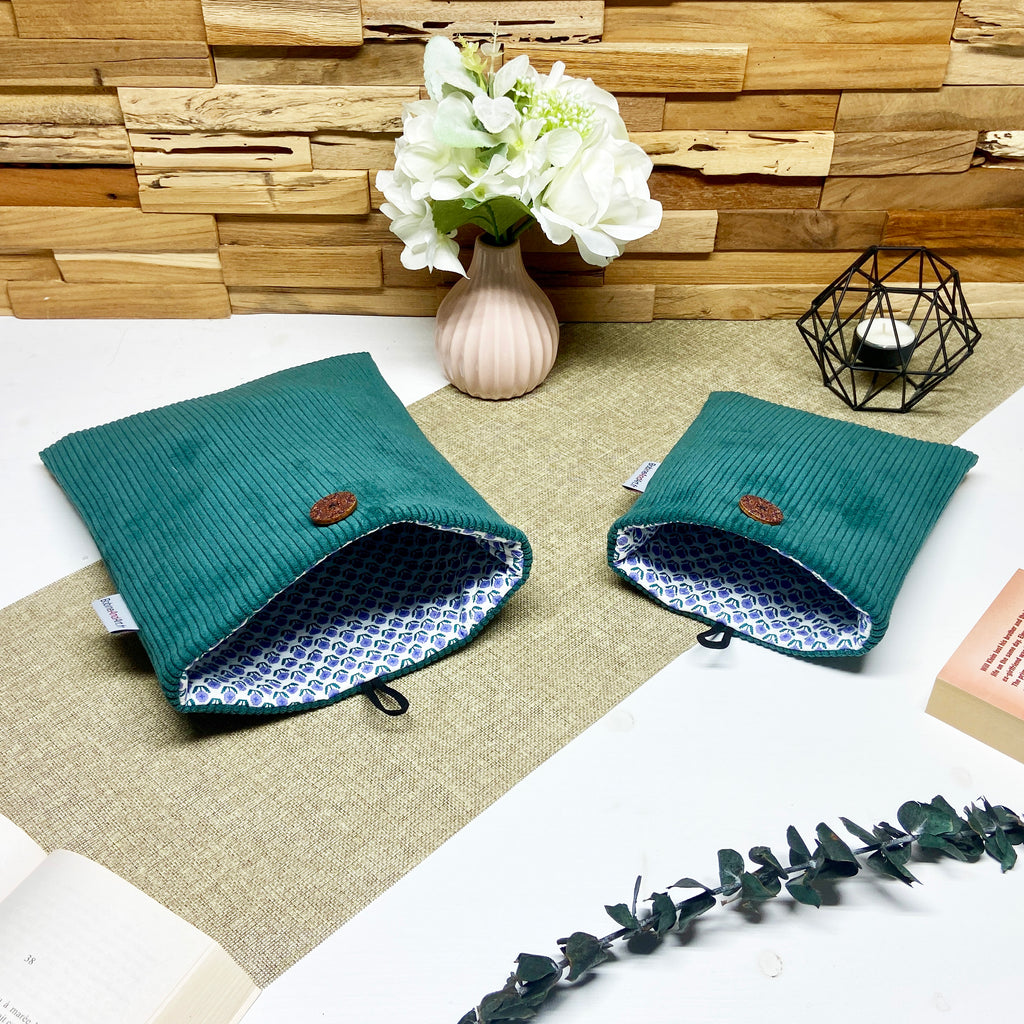 Pochette à livre - Velours vert foncé