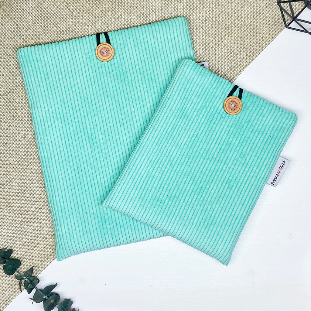 Pochette à livre - Velours vert clair