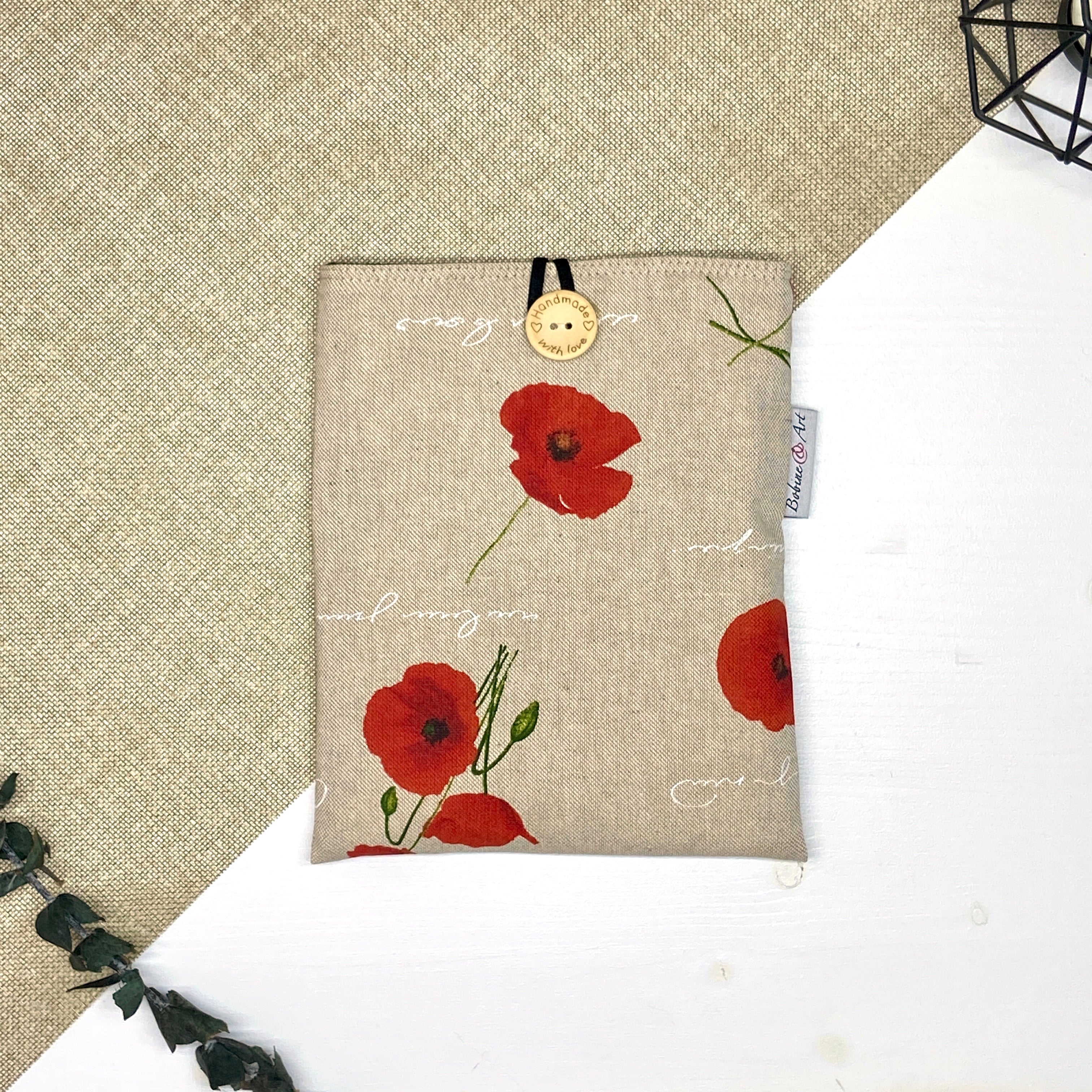 Pochette à livre de poche matelassée motif Coquelicot vue de face