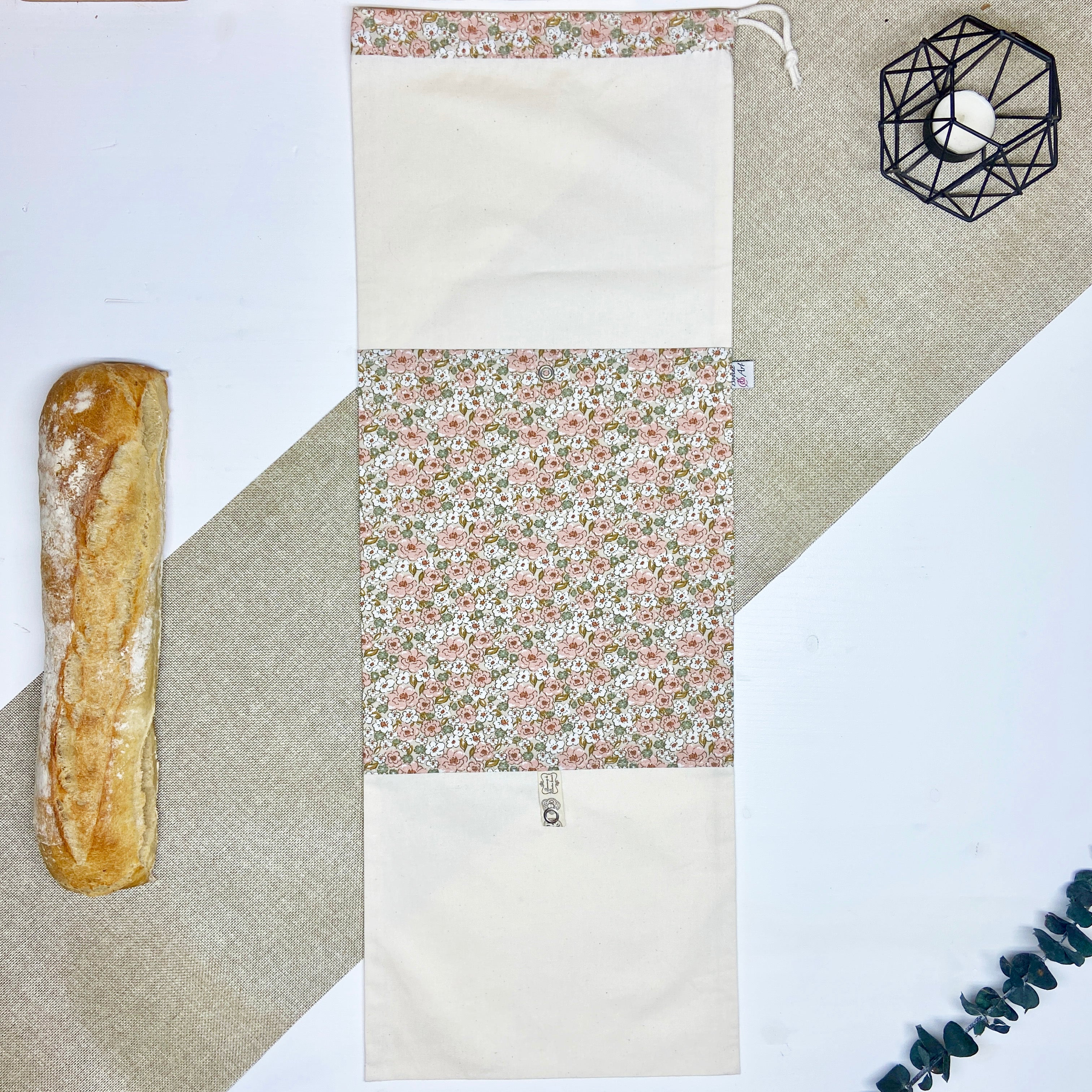 Sac à pain pliable - Fleur rose