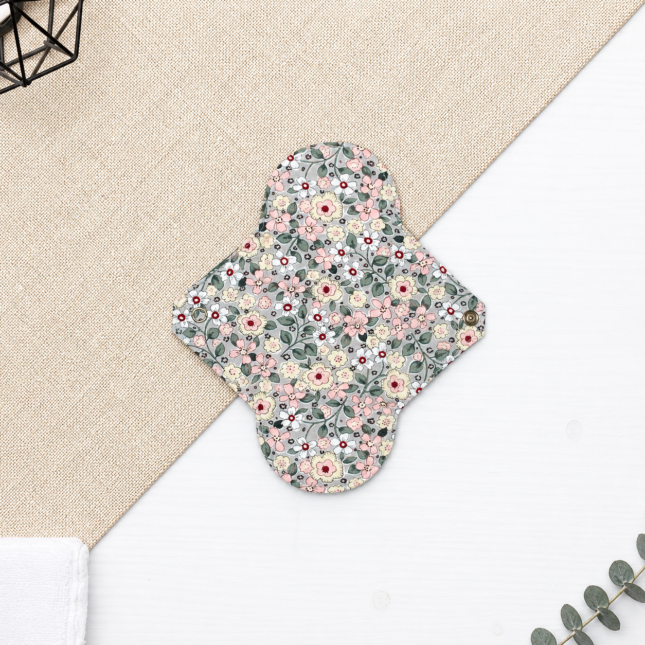 Serviette hygiénique lavable réutilisable en tissu - Fleur
