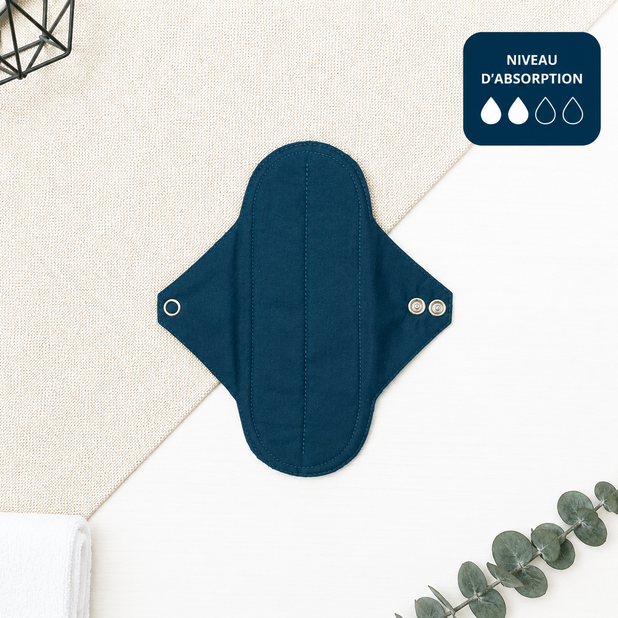Serviette hygiénique lavable réutilisable en tissu - Goutte de fleur