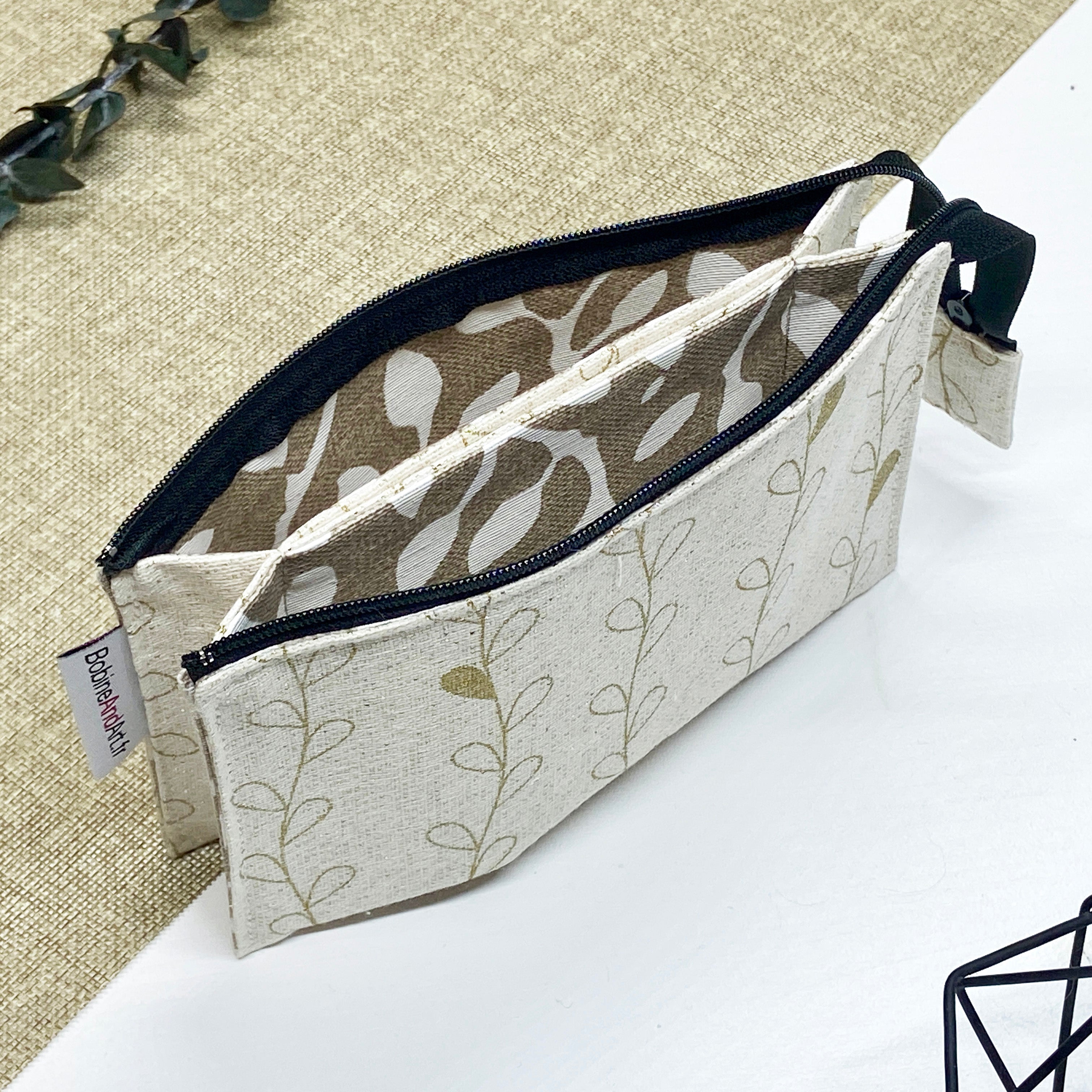 Trousse double - Feuille dorée