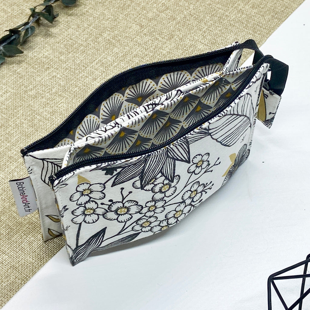 Trousse double - Fleur dorée