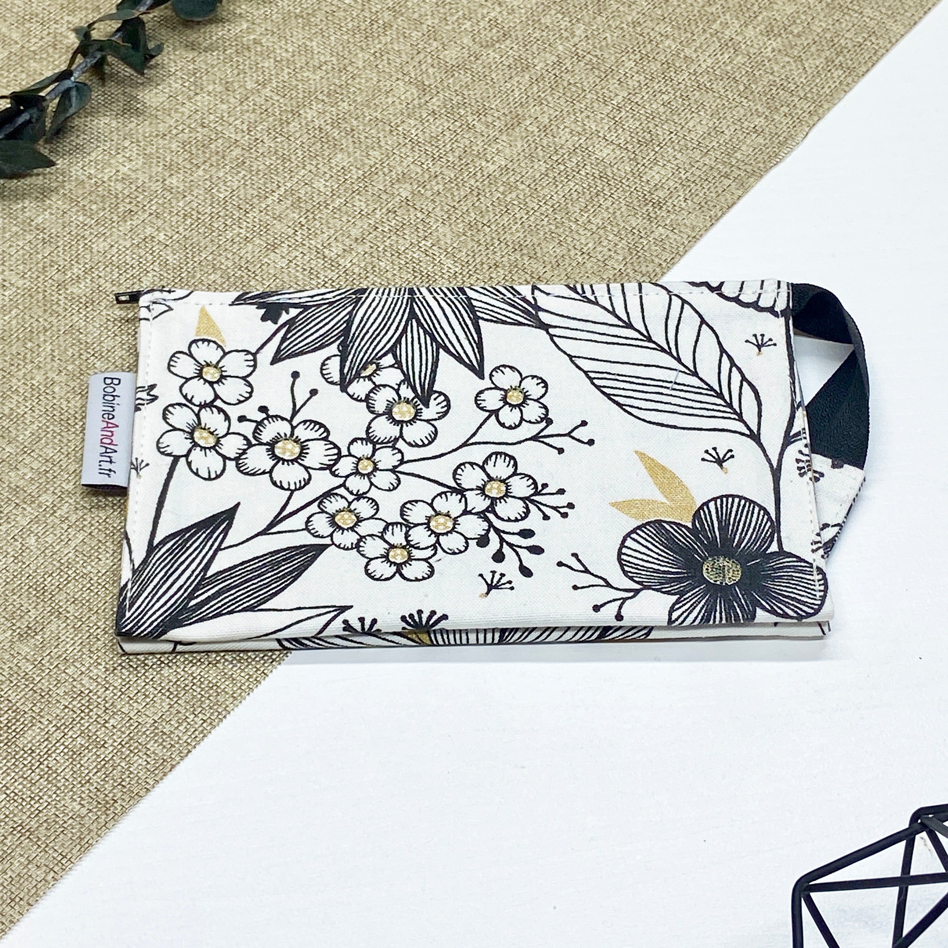 Trousse double - Fleur dorée