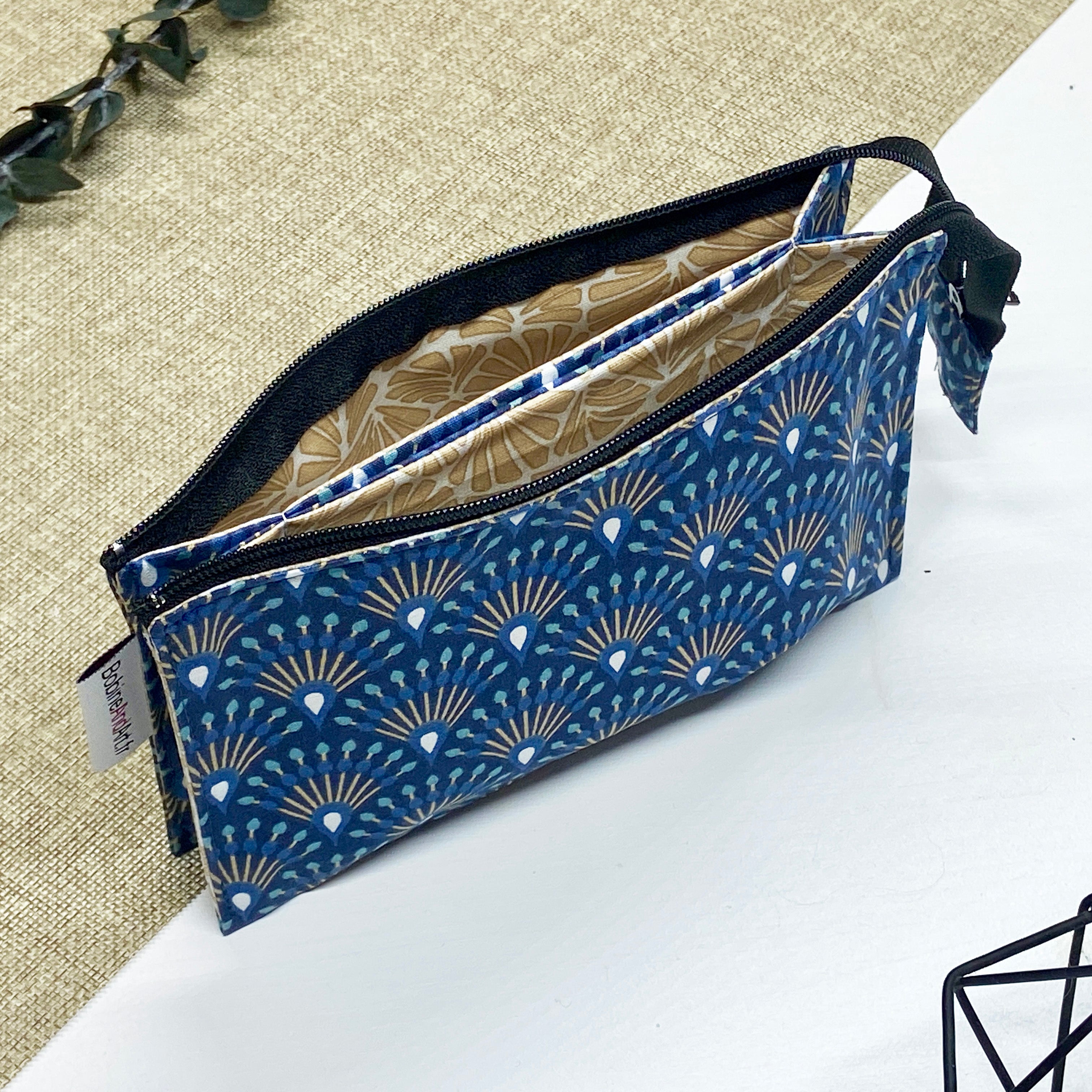 Trousse double - Paon bleu