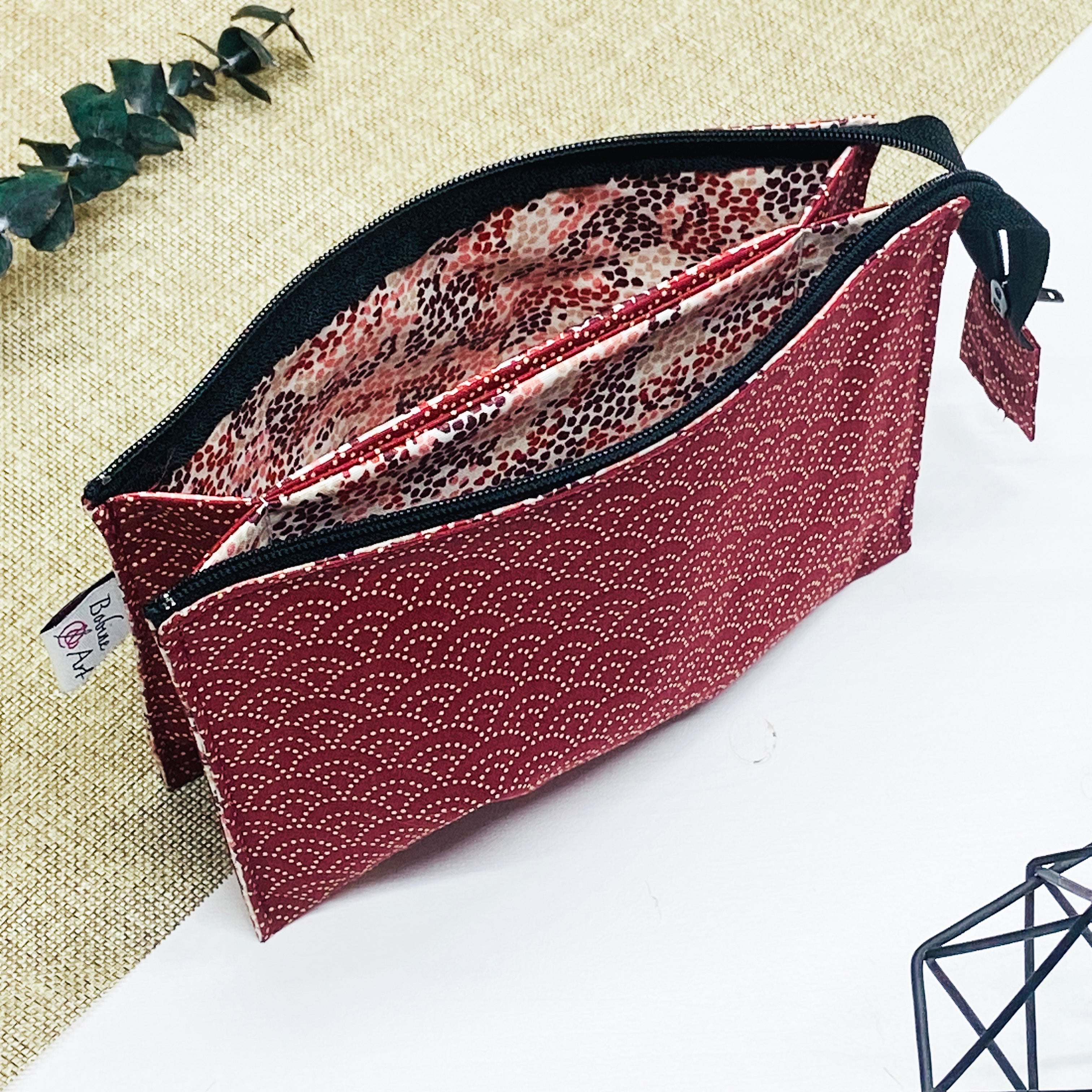Trousse double - Paon bordeaux